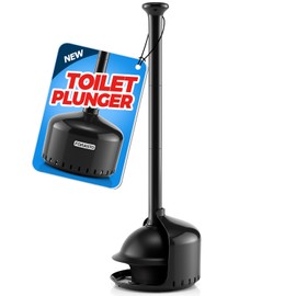 FORASTO Toilet Plunger with Holder,Plungers for Bathroom with Holder,Plunger with Cover,Bathroom Decor，Bathroom Accessories，Toilet Bowl Cleaners,Black(19inch)