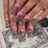 QQPPOLIU Long Press on Square Nails,Pink Fake Nails with Striped