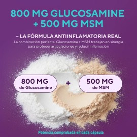Glucosamina Sulfato 800 mg con MSM – Suplemento Vegano en Cápsulas | Apoyo para Articulaciones, Cuidado de Rodillas y Movilidad – Sin Gluten, Sin OGM – 90 Cápsulas