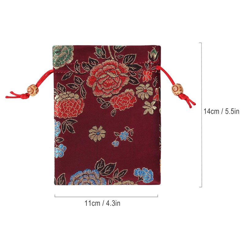 kilofly 14 pc Silk Brocade Jewelry Bag Double Layer Drawstring