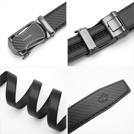 BISON DENIM Belt for Men, Belt Ratchet Automatic Buckle Men's Clothing Business Suit Belt Size Custom 35 mm Wide Belt, black