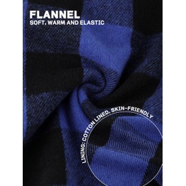 IHU Pajama Pants for Boys Girls, Thick Flannel Kids Plaid Pajamas Lounge Pj Bottoms with Drawstring Pockets for Sleepwear Black and Blue Buffalo Plaid,12-14 Years