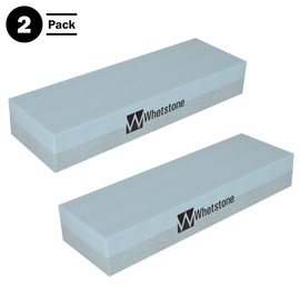 Knife Sharpening Stone 2-Pack - Dual 400/1000 Grit Wet Block - Sharpens and Polishes Sharp Tools and Kitchen or Hunting Knives by Whetstone