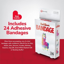 BioSwiss Bandages, Llama Shaped Self Adhesive Bandage Set, Latex Free, Sterile Wound Care, 24 Count