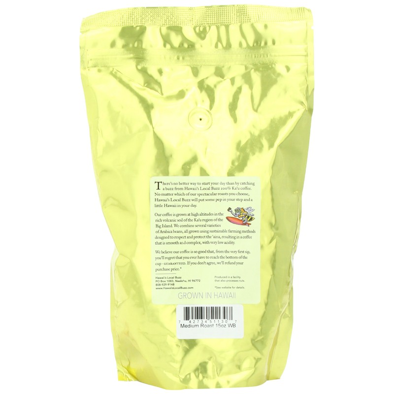 Hawaii's Local Buzz Whole Bean Coffee, Medium Roast, 15 Ounce