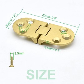 SHRJ 4 Pcs Brass Butler Tray Hinge Round Edge, 180 Degree Folding Flip Top Hinge Ellipse Table Clamshell Hinge for Folding Furniture Sewing Machine with Screws