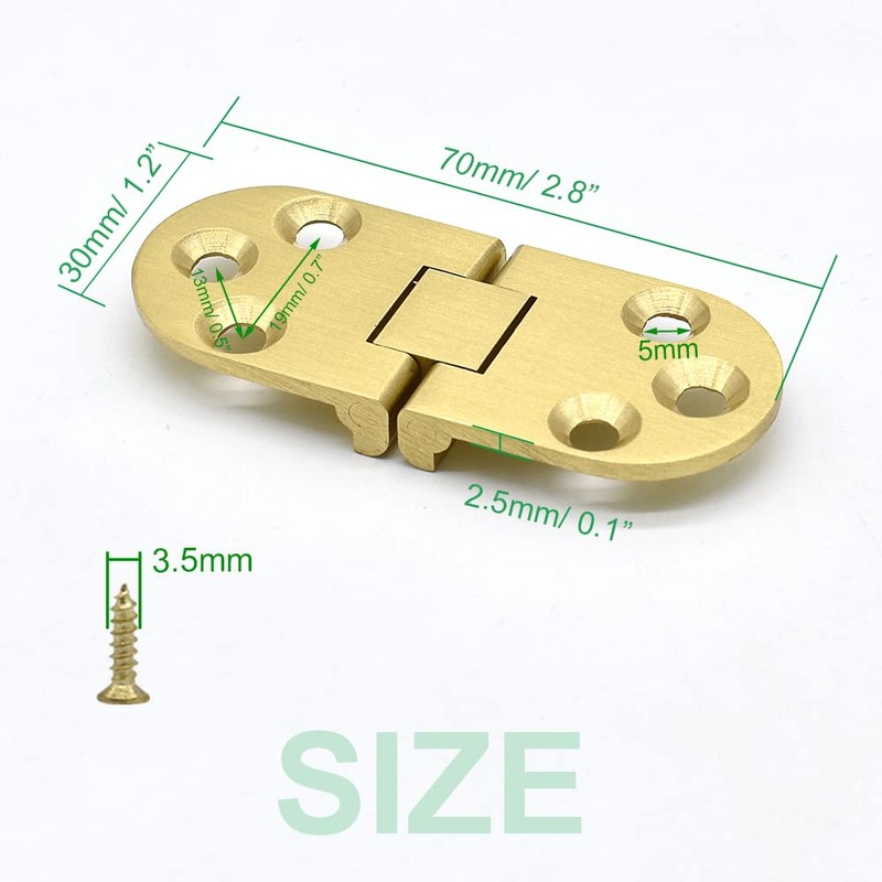 SHRJ 4 Pcs Brass Butler Tray Hinge Round Edge, 180