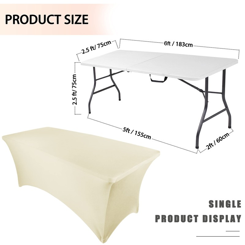Ocves Stretch Tablecloth 6ft Spandex Table Covers Polyester Fitted Rectangular