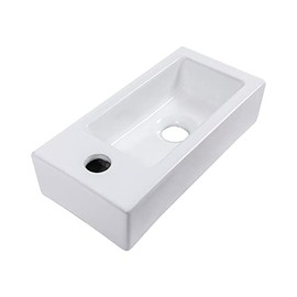 Lordear Wall Mounted Corner Sink-15"x 7" Floating Bathroom Sink Wall hung Left Hand Small White Ceramic Sink