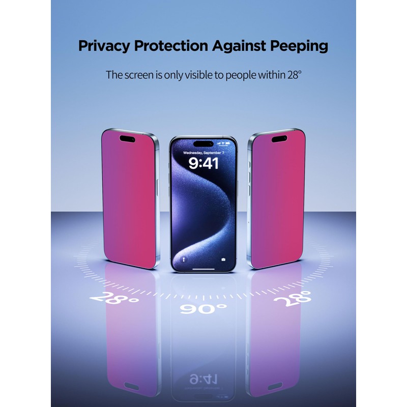 PDDKISS 15 Pro Max Privacy Screen Protector Pink