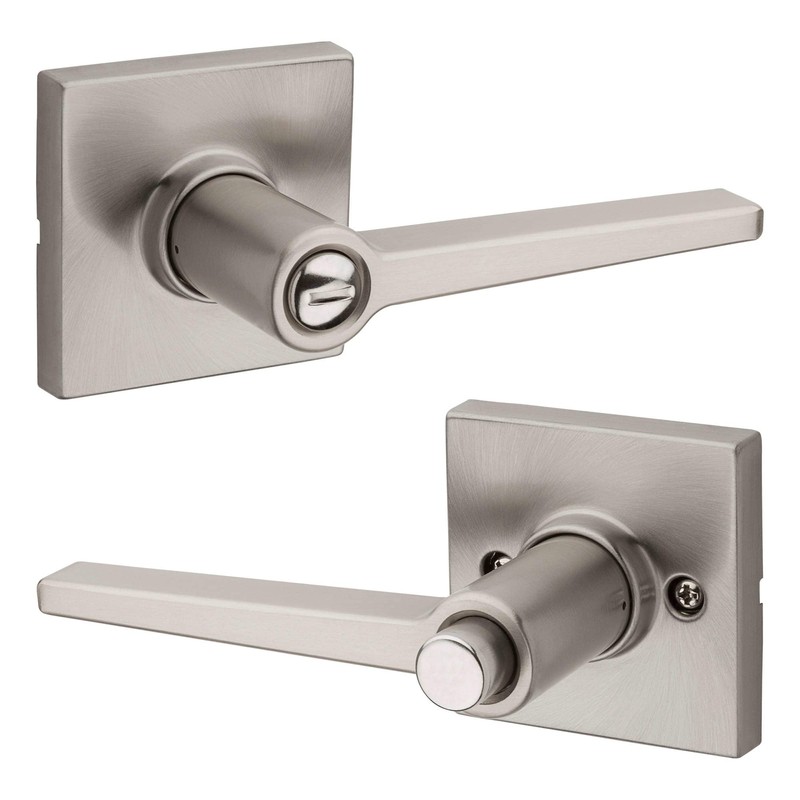 Kwikset Safe Lock Daylon Lever Square Rose Privacy Lock Satin