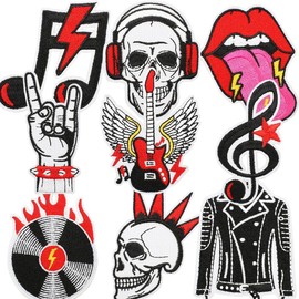 Rock Punk Band Patch Set, Embroidered Iron-On Patches for Iron-On Skulls Patches for Iron-On Patches Skull Eyeball Pattern for Jackets Hat Clothing Bags Decoration