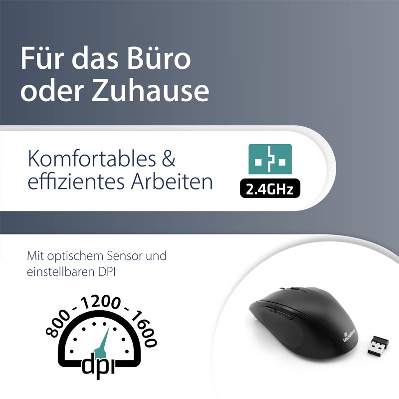 MediaRange optische 5-Tasten Funk-Maus, Highline Serie, schwarz