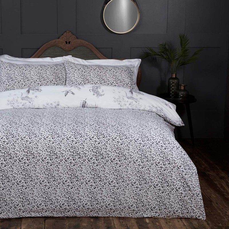 Sleepdown Jungle Toile Black White Leopard Print Geo Reversible Soft