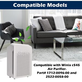 Goodsby Replacement H13 True HEPA Filter S Compatible with Winix C545 Air Purifier, Replaces Winix S Filter 1712-0096-00, 1 True HEPA Filter + 4 Activated Carbon Filters