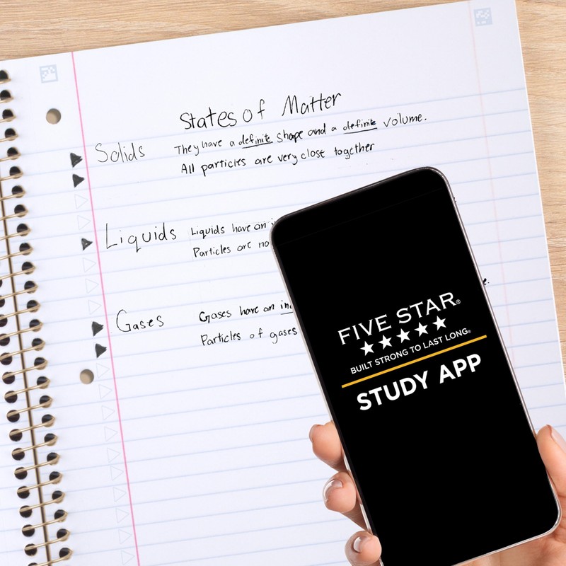 Five Star Spiral Notebook + Study App, 1 Subject, Wide