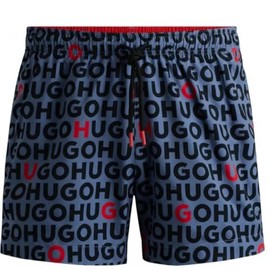 BOSS Men's Tortuqa Blue Logo Swim Shorts (US, Alpha, Medium, Regular, Regular, Blue)