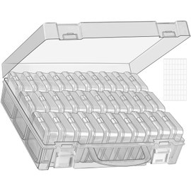 RONGLAIJIN 30 Grids Bead Storage Boxes, Portable Diamond Art Storage Boxes, Small Rectangular Storage Containers with Hinged Lids for Beads Seeds Jewelry Rhinestones Crafts Small Items (1 Pack)