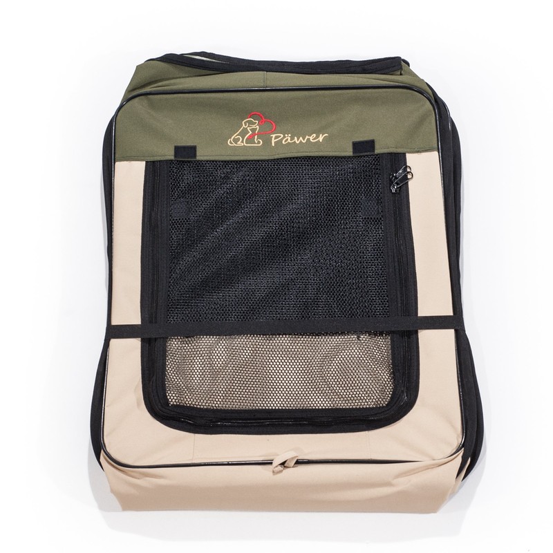 Pawer 45”×24” 8-Panel Foldable Pet Playpen, Olive+Beige, Personalize Embroidery Extra