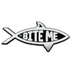 Bite Me Fish Plastic Auto Emblem - [Silver][5'' x 2