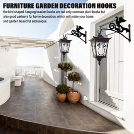 Garkup Wall Plant Hangers Hooks for Hanging Bracket Outdoor Decoration Hooks Black 16 Inch Anti Rust Metal Plants,Lights,Planters,Lanterns,Hanging Bird Feeders,Wind Chimes,Indoor