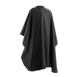 Silicone Neckline Salon Barber Cape, Black, Extra Large, Waterproof Polyester Hair Cutting Cape, Snap Button Collar (Black)