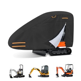 Mini Excavator Cover Fits 3000-4000 lbs Models, 420D Oxford-Fabric Zippered Excavators Cover Compatible with Bobcat E20/Kubota U17/John Deere 17G/Yanmar ViO17, Waterproof UV Dust Snow Rain Protection