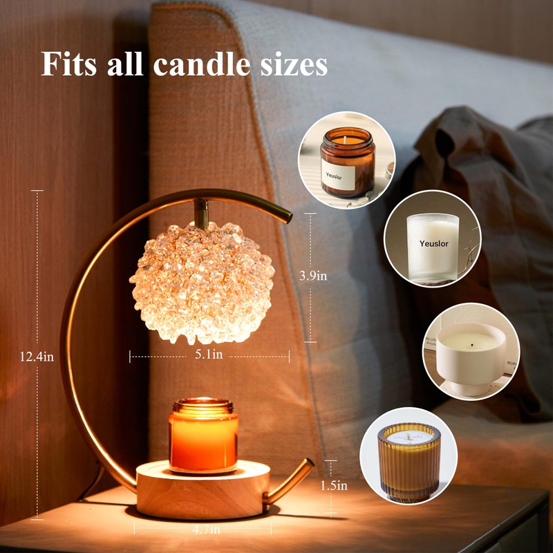 Yeuslor Gold Candle Warmer Lamp for Jar Candles with Adjustable