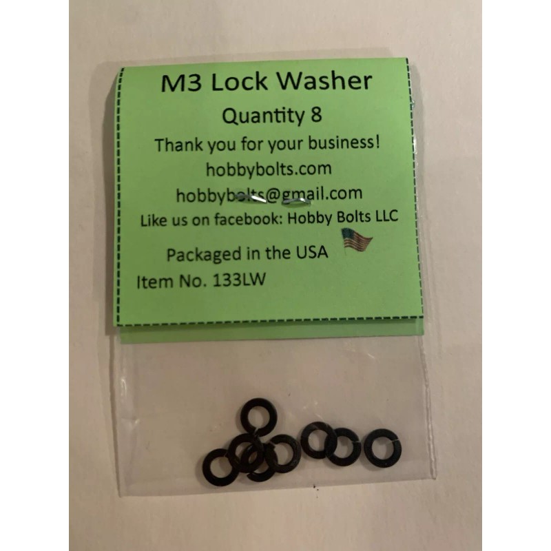 Hobby Bolts M3 Split Lock Washer Qty:3 Packs Of 8Pcs.