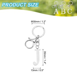 [PATIKIL] Initial Letter Key Chain Alphabet A-Z Keychain Initial Key Ring Cute Metal Alphabet Key Ring for Key Handbag Backpack Silver (J)