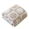 Ultra Soft Cozy Happy Smiling Face Checkered Knitted Throw Blanket