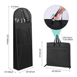 MEKOTRIN 72 INCH Wedding Dress Bag Carry On Garment Bag with Large Pockets PVC Transparent Window, Foldable Dress Carrier with Adjustable Handle