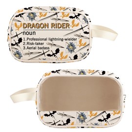 TOBGBE Fantasy Book Lover Gifts Dragon Rider Clear Makeup Bag Fantasy Readers and Book Dragons Gift Bookworm Bookish Merch (Drag-n Rider Clear MB)