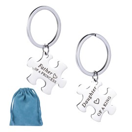 ORUZA Father Daughter Keyring Set Dad Keyring Gifts from Daughter Father of a Princess Daughter of a King Thanksgiving Father's Day Christmas Birthday Gifts from Daughter