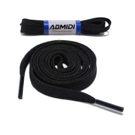AOMIDI Flat Shoelaces Wide Shoes Lace 2 Pairs Wide Shoelaces Hollow Thick Flat Shoe Laces for Sneakers and Shoes (30" inches (76 cm), Black)