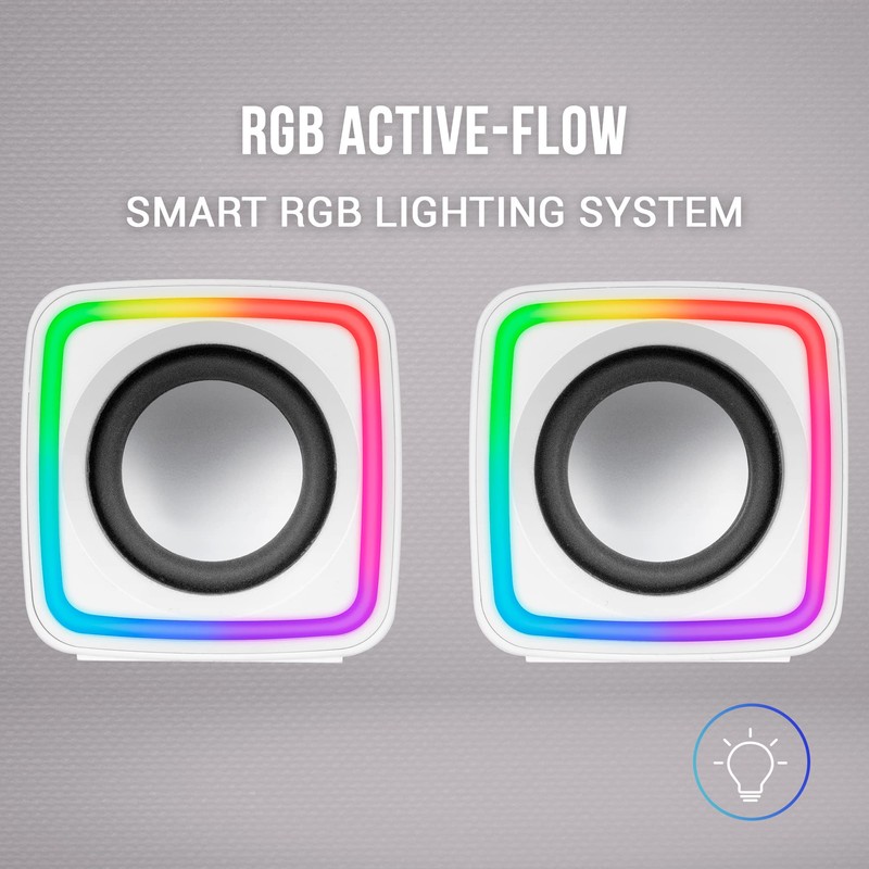 Mars Gaming MSCUBEW White, Compact RGB Gaming Speaker, 8W DSP