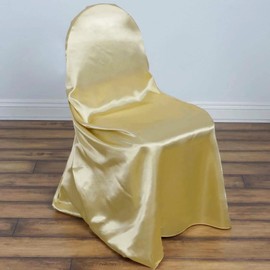 Balsa Circle 10 pcs Champagne Universal Satin Chair Covers Slipcovers for Wedding Party Ceremony Reception Decorations