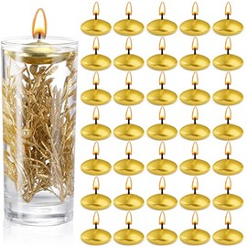 40 Pieces Unscented Floating Candles for Centerpieces Floating Warm Tealights Candles Floating Candles for Wedding Party Pool SPA Valentine's Day Bathtub Dinner Christmas Party Decoration