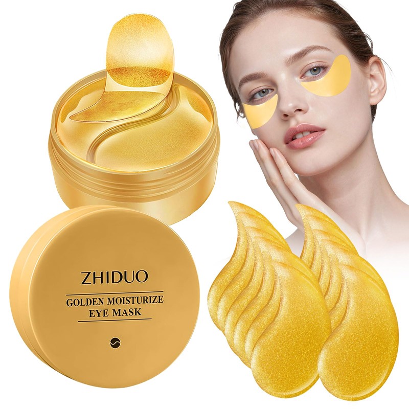 Parches para Ojos 24k Oro, 60 Pares Ojeras Patches Hidrogel