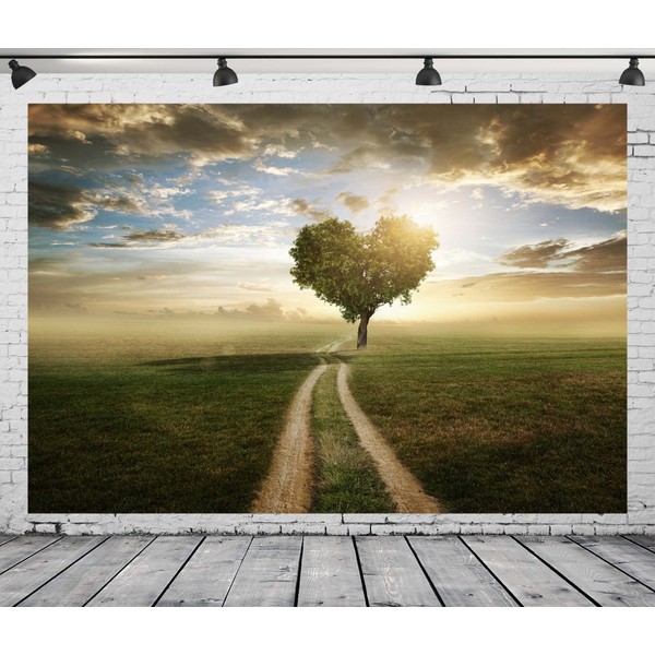 Loccor Fabric 9x6ft Sky Backdrop Field Shape Heart Tree at