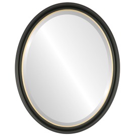OVALCREST Oval Beveled Wall Mirror for Home Decor - Hamilton Style - Matte Black with Gold Lip - 20x26 Outside Dimensions