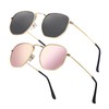 Htms Polarized Hexagon Sunglasses for Women Men Polygon Square Metal