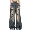 kakarin choyx Fashion Vintage High Waisted Baggy Wide Leg Ripped
