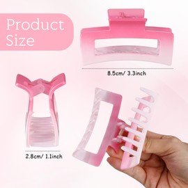 XunYee 100 Pcs Hair Clips Bulk Claw Hair Clips Square Jaw Hair Clips Set for Women Nonslip Rectangle Hair Clips for Hair Girls Women Gifts Beauty Accessories (Sweet Colors,3.4'')