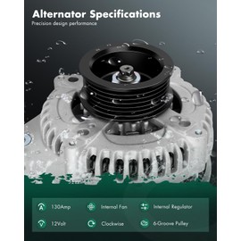 SCITOO Alternator Fits for Honda for Odyssey 2002 2003 2004, for Pilot 2003-2004 & for Acura MDX 2001-2002, V6 3.5L- 12V 130Amp High-output CW 6-Groove,13918 104210-3090 104210-3092 31100-PGK-A01