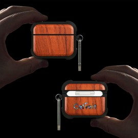 Carveit Wooden Case for AirPods Pro 2nd/1st Gen Case, Wood Artisan Engraved & TPU Shockproof Cover, Titanium Quick Released Clasp, Wireless Chargers Compatible (Natural Grain) Rosy