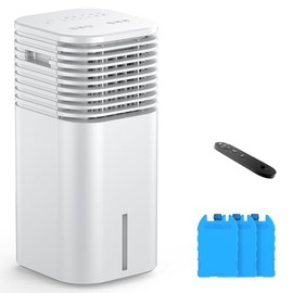 24" Windowless Portable Air Conditioner, 15H Timer & 120°Oscillation, 3-IN-1 Portable AC Unit with Remote, 2-Gal Tank, 3 Modes & 3 Speeds, Ultra-Quiet Ventless Swamp, 3 Ice Packs, White