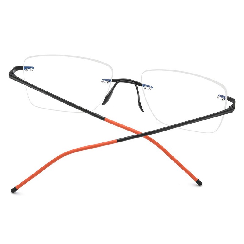 FONEX Titanium Glasses Frame Men,Rimless Square Eyeglasses Frameless Myopia Optical