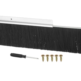 PATIKIL Door Brush Sweeps 3.15" Bristles x 47.24" Long, H-Shape Aluminum Alloy Holder Door Sweep for Bottom of Door Seal Garage Roll Up Door Weather Stripping, Silver/Black
