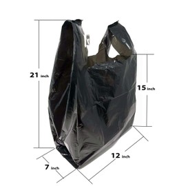 Homerite Grocery Shopping Plastic T-shirt Bags Plain 12" x 7" x 21" (Black, 150)